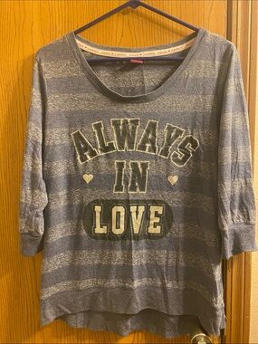 Always In Love Striped Graphic Top - Blue